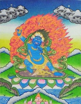  Buddhism Oil Painting - Blue Mahakal Thangka Buddhism